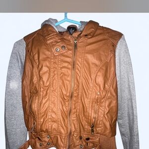 Rue21 Tan Faux Leather Jacket with Cream Lining